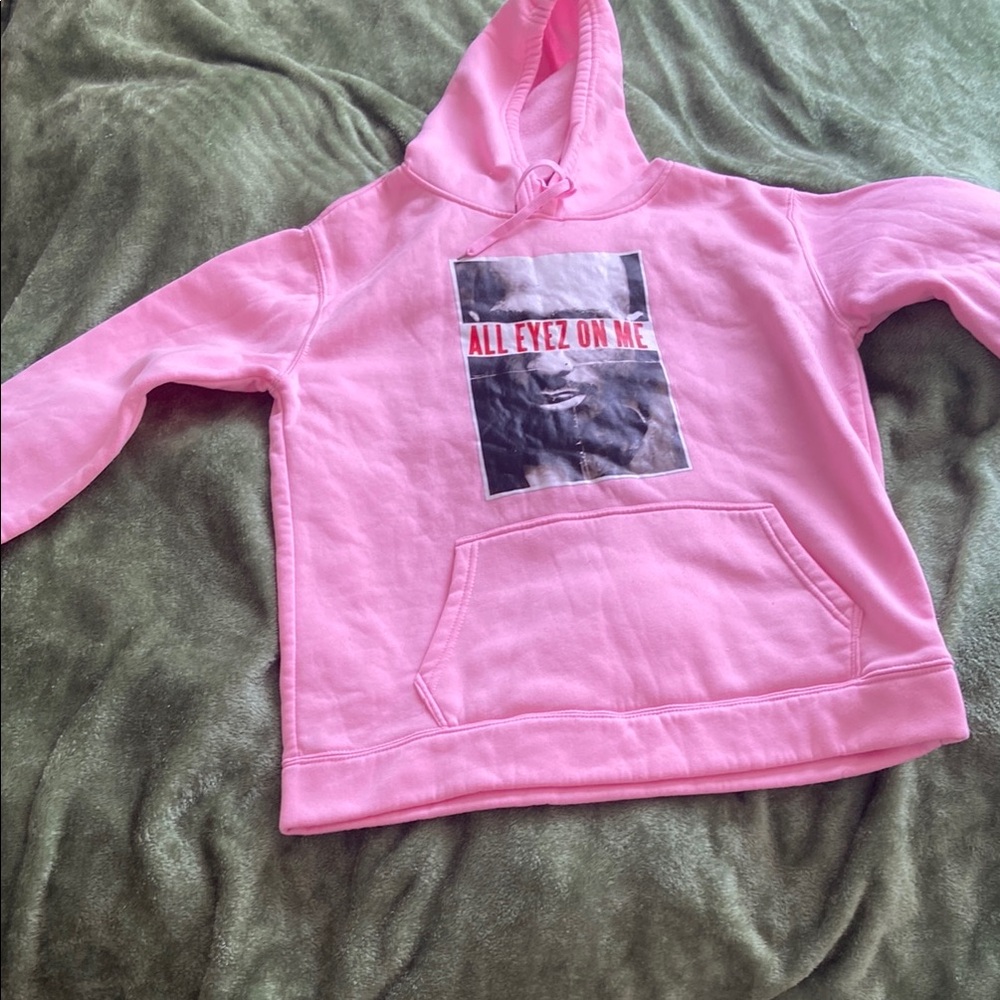 Pink Tupac Hoodie with Graphic Print